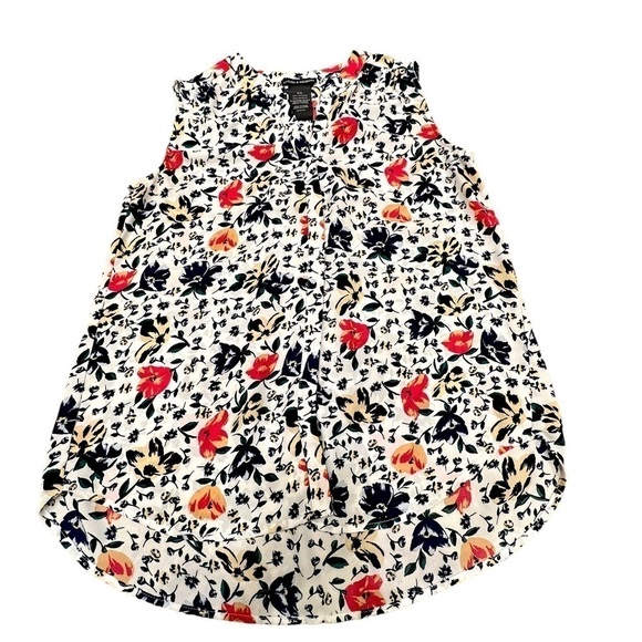 Chelsea & Theodore Floral Sleeveless Button Down Blouse, Size Small - Picture 7 of 13